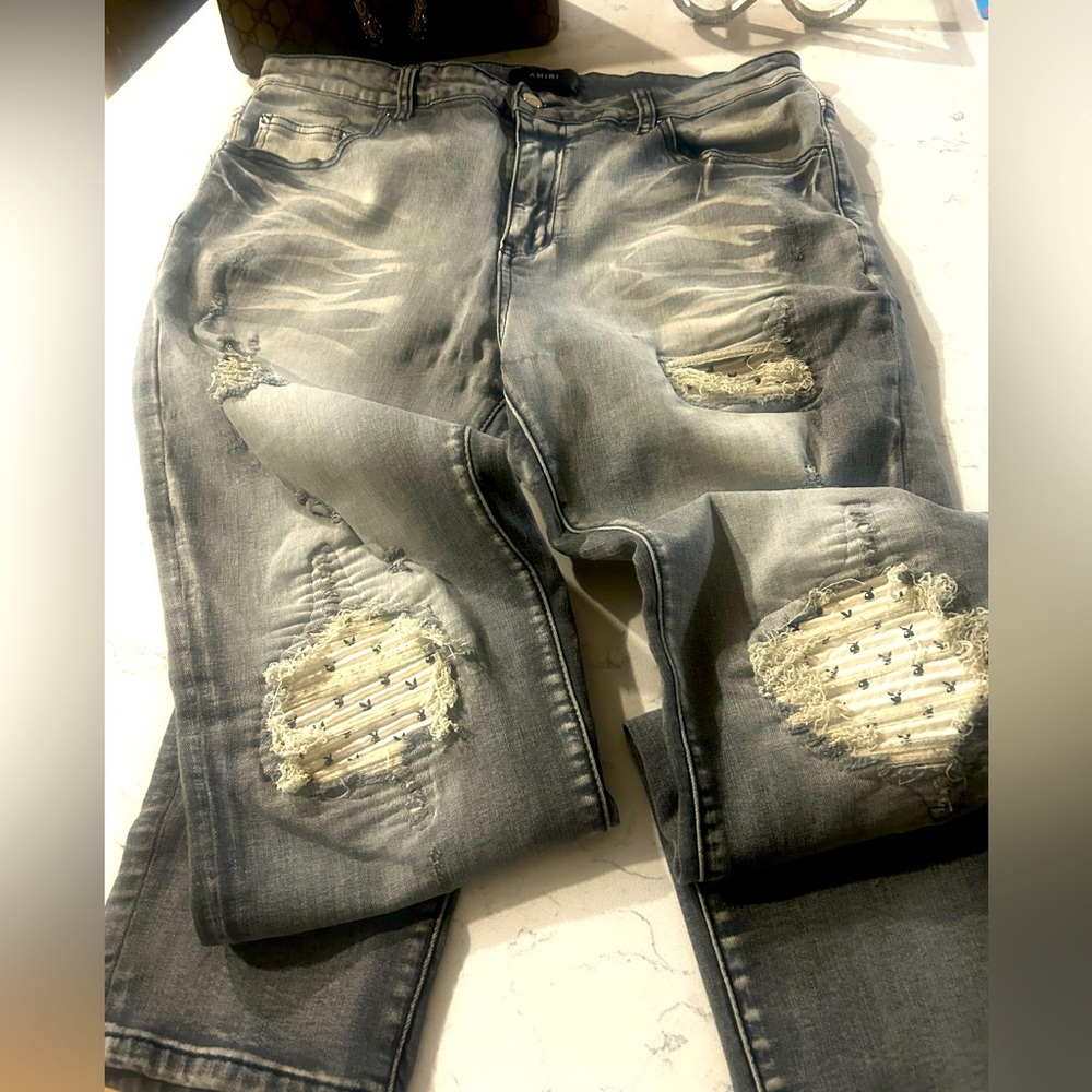 Light gray designer jeans